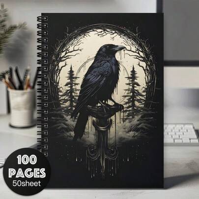 Caderno espiral gótico de 1 peça, material de escritório gótico, diário de bruxa, adequado para viagens, escritório, escrita diária, estilo gótico misterioso para anotações e diários de trabalho, presente de estilo gótico adequado para adolescentes