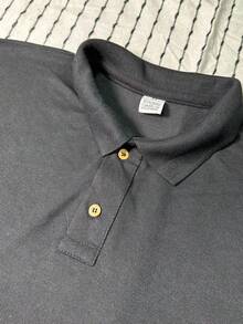 Men's PLAIN POLO Shirt Premium Cotton Pique Fabric Promotion - 黑色 - 查看 6