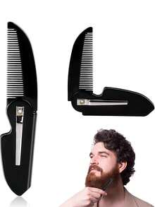 1pc Folding Beard Comb Beard Comb Small Pocket Comb Men's Daily Beauty And Hair Care Travel Essential Men's Beard Styling Folding Comb, Oil Head Styling, Smooth Straight Hair, Multifunctional Hair Cutting Comb, Beard And Beard Trimming Tools | Fashion Design | Plastic Brush, Beard Trimming