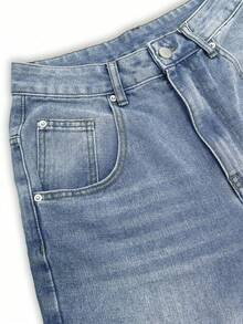 Women's High Waist Casual Y2k Streetwear Baggy Distressed Vintage Washed Wide Leg Jeans - Rửa trung bình - Xem 4
