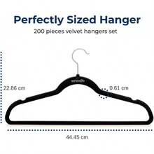 Serenelife Ganchos de Terciopelo Premium, Ahorradores de Espacio, Resistentes, con Gancho Metálico Giratorio de 360 ° , para Trajes, Pantalones y Vestidos,, Pack 20 - Negro - Ver 3