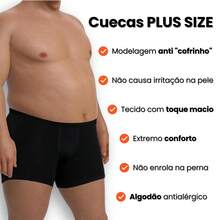 Kit Of 5 Men's Plus Size Boxer Briefs, Comfortable, Anti-Piggy Bank Cotton - Black - View 4