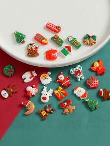 50pcs/20pcs Various Christmas-Style Miniature Resin Ornaments, Santa Claus, Snowman, Christmas Tree, Bells And Various Resin Miniature Landscape Accessories, Suitable For DIY Decorative Crafts, Home Desktop Entertainment Decorations, Christmas Decorations, Christmas Gifts, Christmas Home Decorations, Christmas Room Decorations