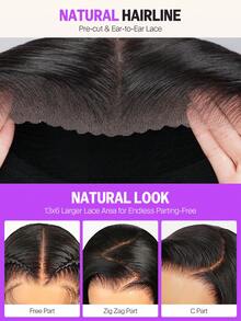 MEGALOOK Upgraded 13x6 3-In-1™ Lace Front Wig, Silky Straight Hair, Pre-Cut Lace Hairline, Bleached Knots, Glueless Real Human Hair, With Drawstring, 150%/200% Density, Pre-Plucked, Transparent Lace, Natural Color Human Hair Wig, Suitable For Women's Daily Wear, Office, Party Styling, Y2K Cool, Vacation, Outdoor Role-Playing, School, Holiday, Halloween, Festival - SNatural - View 9