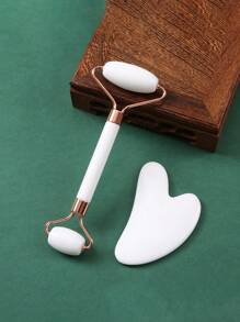 1/2 件粉色/绿色/白色面部按摩工具,滚轮按摩器双头推/心形刮痧美容按摩板,提拉紧致面部,V 形面部工具,适用于女性面部按摩,便携式小巧面部按摩工具,女士美容滚轮 - 彩色 - 查看 12