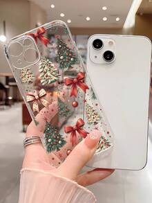 1 Peça Capa de Telefone TPU com Gráfico de Laço de Árvore de Natal Elegante e Única, Compatível com iPhone 16/16Pro/16Plus/15/15ProMax/15Pro/11/12/13/14ProMax/12Mini/13Mini/11Pro/11ProMax/12Pro/12ProMax/13Pro/13ProMax/14Pro/14ProMax, Design Criativo Macio e de Alta Qualidade