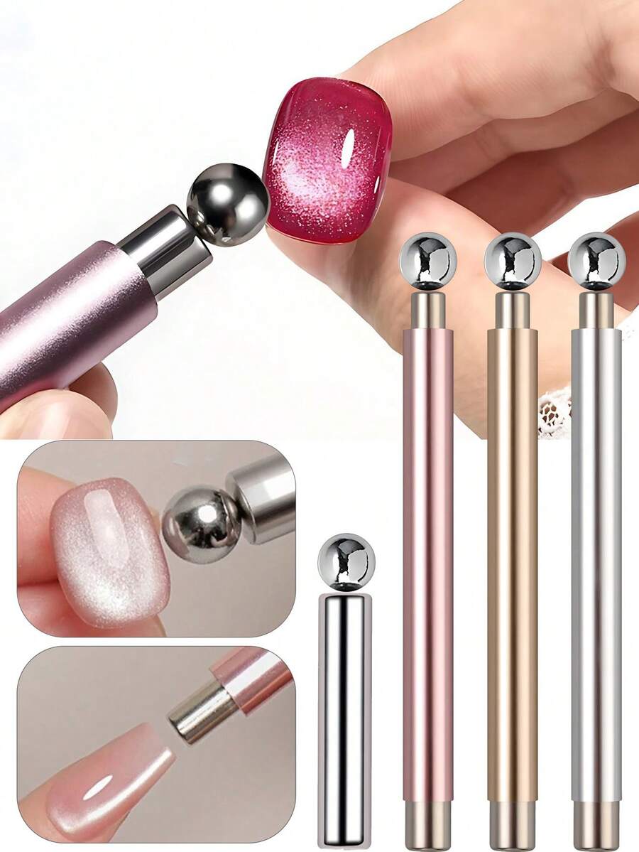 强力磁性钢珠美甲磁棒套装，长铝柄双头磁性美甲笔，磁性猫眼指甲油凝胶美甲工具