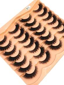 HBZGTLAD 5 种款式，14 对卷曲、浓密、纤长仿貂皮睫毛，交叉、自然蓬松睫毛，DD 卷曲，自然长度，手工制作 3D 睫毛，化妆假睫毛，可重复使用的练习睫毛 - 黑色 - 查看 5