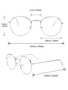 一副金属几何基础款眼镜，精致高品质透明眼镜，男士适用，适合作为节日礼物、商务、休闲、学校郊游等场合佩戴。 - 無色 - 查看 6