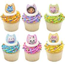 DecoPac  Gabby's Dollhouse Rings, 24 Cupcake Decorations Featuring Gabby, Pandy Paws, Irresistible Kitty Characters, And Super Fun Adventures!- 24 Pack - Trang trí bánh - Xem 8