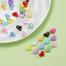 10 件/包 17x15 毫米闪光马卡龙 AB 色心形珠 - 耐用亚克力，适合 DIY 珠宝魔法 - 手镯、项链和耳环创作的完美垫片 - 愛心珠 - 查看 7