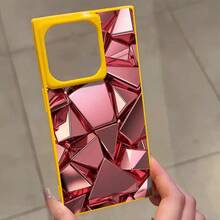 Funda rosa con diseño de patrón de bloques metálicos. Compatible con las series 16 Pro, 16, 15 Pro, 14, 14 Plus, 13, 13 Pro, 12 Pro y 12 Pro. Diseño a prueba de golpes con cobertura total, gran orificio, marco brillante y elegante. - Amarillo - Ver 1