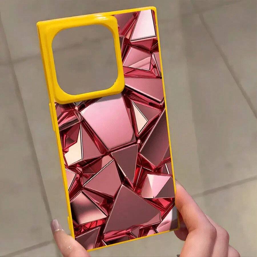 Funda rosa con diseño de patrón de bloques metálicos. Compatible con las series 16 Pro, 16, 15 Pro, 14, 14 Plus, 13, 13 Pro, 12 Pro y 12 Pro. Diseño a prueba de golpes con cobertura total, gran orificio, marco brillante y elegante. - Amarillo - Ver 1