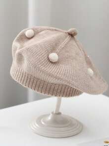 1 件/2 件婴儿帽子秋冬款，可爱甜美蘑菇和波尔卡圆点针织帽，婴幼儿男孩女孩保暖头饰 - 貝雷帽 - 查看 19