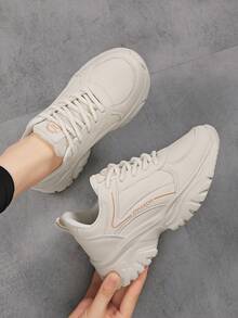 Women's Lace-Up Outdoor Casual Sneakers, Waterproof Non-Slip Running Shoes, Suitable For Spring, Autumn And All Seasons - 282米白 - 查看 5