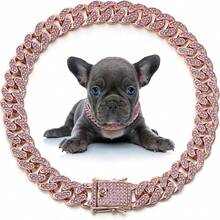 1pc Hip Hop Pet Cuban Chain, Dog Rhinestone Necklace, Pet Alloy Collar Accessory, Hip Hop Style Decor, Suitable For Daily Wear And Parties