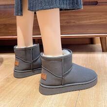 女士运动户外鞋、雪地靴，新款加绒加厚鞋，女士冬季平底百搭学生面包鞋 - 灰色 - 查看 3