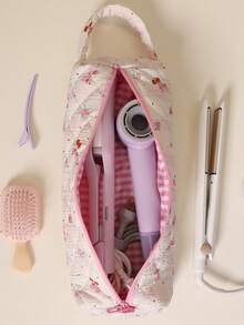 1个可爱樱桃印花绗缝吹风机收纳袋,拉链式吹风机支架,美发工具包旅行收纳包,适用于卷发棒、吹风机、发夹、直发器等美发工具,居家旅行皆宜,也可作为化妆包、化妆品收纳包、旅行化妆品收纳包使用,是圣诞礼物、化妆包、旅行必备品的理想之选。 - 彩色 - 查看 5