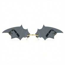 New Stylish And Quirky Christmas Bat Sunglasses, Perfect For Vacation And Dressing Up,Including A Glasses Case - black grey - 查看 2