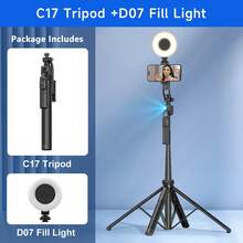 TOKQI 自动人脸追踪自拍杆三脚架，可伸缩铝合金智能手机支架，360°旋转手机支架，蓝牙遥控自拍杆，兼容安卓和iOS手机