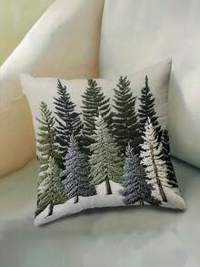 1/2/4 Piezas Funda de cojín con decoración navideña vintage, árbol de Navidad, lavable a máquina, funda de cojín suave, adecuada para cama, sofá, silla de ocio, decoración navideña, decoración del hogar, impresión plana 2D, 17.7x17.7 pulgadas (Impresión de un solo lado, sin relleno de cojín)