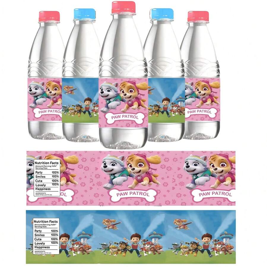 Paw Patrol 10张汪汪队立大功水瓶标签生日装饰狗狗防水贴纸儿童女孩男孩派对用品礼物玩具,适用于万圣节、婚礼宴会、圣诞派对、生日派对装饰 - 彩色 - 查看 1