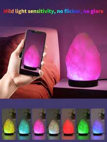 1个喜马拉雅盐灯，LED水晶氛围灯，USB供电，婴儿房夜灯，卧室助眠灯，节日装饰，家居装饰，派对装饰，卧室装饰，客厅装饰，床头灯，适用于办公室、卧室、浴室、客厅、餐厅、书房、瑜伽、冥想，营造温馨氛围 - usb鹽石燈 - 查看 7