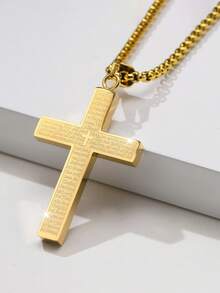 1 件曲线十字架吊坠项链男女情侣镀金盒子链项链朋克嘻哈派对生日珠宝礼物送给情侣男友丈夫 - Cross - 查看 4