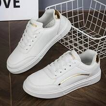 2025 New Women's White Shoes, White Lace-Up Sneakers, Casual Shoes, Flat Sneakers, Korean-Style All-Match Women's Shoes, Women's Low-Top Sneakers, Lace-Up Flat Casual Shoes, Daily Casual Sneakers