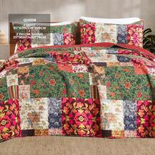 2/3pcs Quilt Set (1*Bedspread + 1/2*Pillowcase Without Filler) Floral Bedspread Coverlet Plaid Patchwork Quilt Bedding Lightweight Bedspread Reversible Home Quilts Floral Bed Cover Set - Red - View 17
