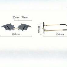 New Stylish And Quirky Christmas Bat Sunglasses, Perfect For Vacation And Dressing Up,Including A Glasses Case - black grey - 查看 3