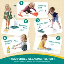 Children's Cleaning Tool Play Set Toy With Stand, Realistic Housework Simulation, Pretend Play Broom, Mop, Role Play Props Gift For Boys And Girls (Some Parts Are Sent Random Colors)