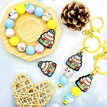 25/34pcs Donut & Cake Silicone Bead Set, Suitable For Jewelry Decoration Accessories, Earrings, Necklaces, Bag Chains, Phone Charms, Makeup Brushes, Keychains DIY Kit, Perfect For Holidays And Birthdays - Donut Cake Mix - View 9