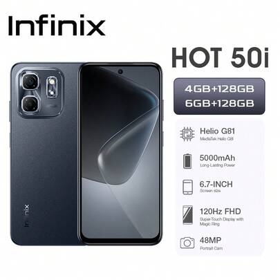  Infinix Hot 50i 6GB+128GB 6.78英寸 双卡安卓 5000mAh 手机充电头 美国规格