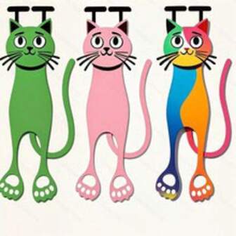5pcs Acrylic Cartoon Cat Colorful Cute Cat Hanging Bookmark, Identical Front And Back Design