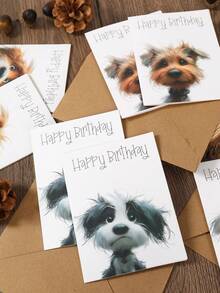 24 piezas/12 sets Tarjetas de felicitación de cumpleaños para perros, 6 diseños diferentes, tarjetas de felicitación de fiesta de cumpleaños feliz, tarjetas de felicitación de celebración de vacaciones, tarjetas de felicitación, adecuadas para todas las ocasiones, tarjetas de agradecimiento, tarjetas de felicitación, tarjetas de condolencia, suministros de oficina, accesorios y etiquetas de regalo de vacaciones, recuerdos de fiesta, incluye 12 piezas de tarjetas de felicitación y 12 piezas de sobres