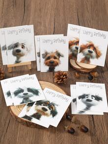 24 piezas/12 sets Tarjetas de felicitación de cumpleaños para perros, 6 diseños diferentes, tarjetas de felicitación de fiesta de cumpleaños feliz, tarjetas de felicitación de celebración de vacaciones, tarjetas de felicitación, adecuadas para todas las ocasiones, tarjetas de agradecimiento, tarjetas de felicitación, tarjetas de condolencia, suministros de oficina, accesorios y etiquetas de regalo de vacaciones, recuerdos de fiesta, incluye 12 piezas de tarjetas de felicitación y 12 piezas de sobres