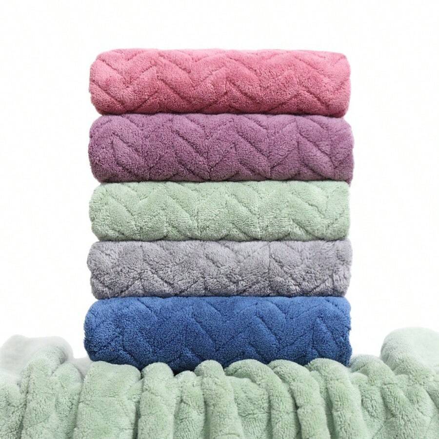 1pc Ultra Soft Microfiber Towel, Modern Design, 280 GSM, Quick Drying, Non-Woven, 100% Polyester, Absorbent, Color-Fast, Suitable For Bathroom And Home, Christmas Gift