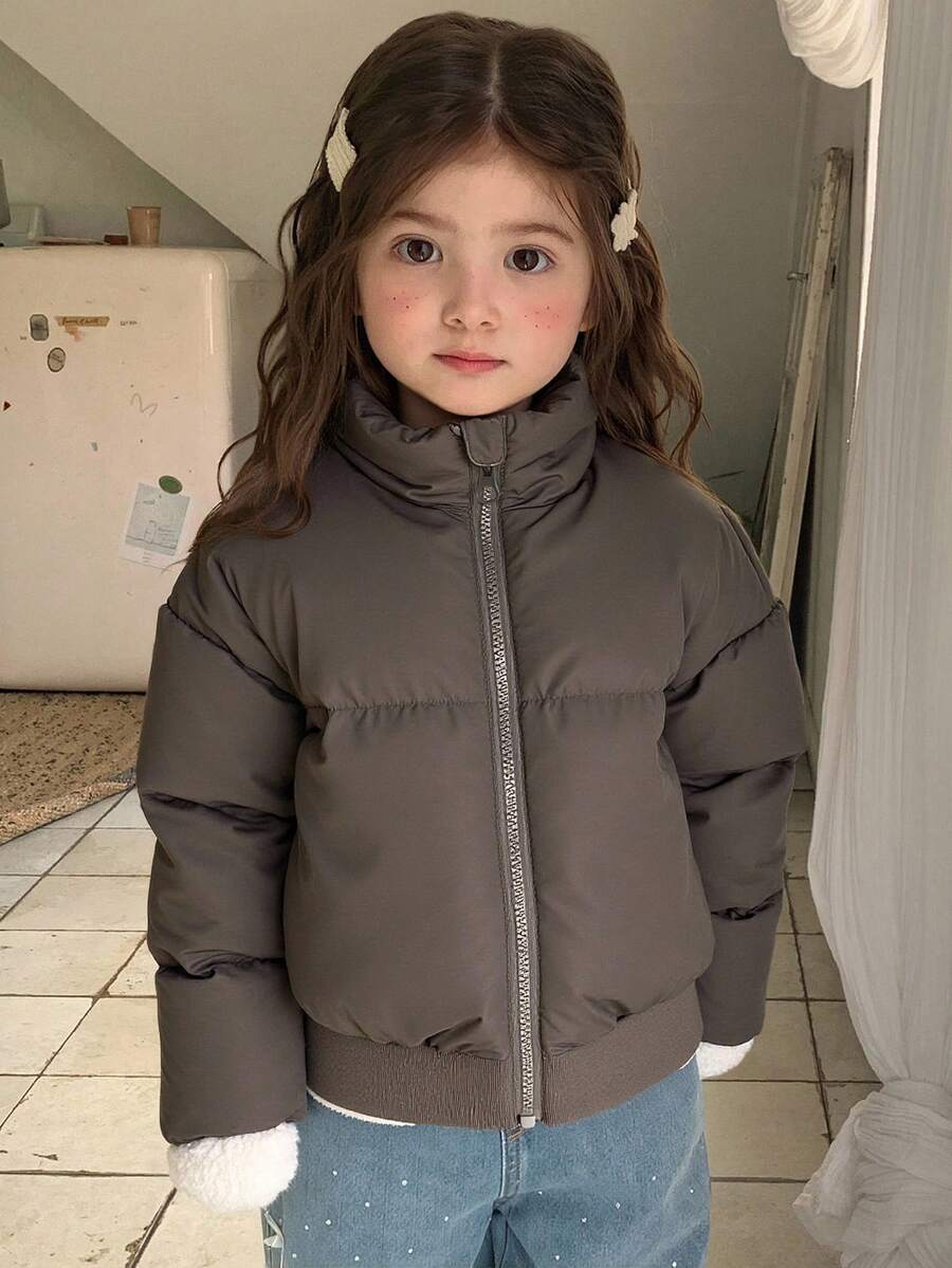 DAZY Girls Solid Color Jacket, Young Girl Fall Clothes - Grey - View 1