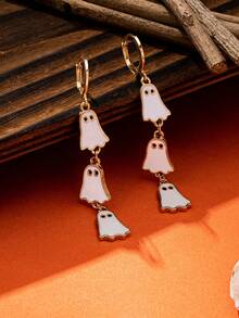 1 par de brincos femininos de esmalte fantasma de Halloween estilo minimalista