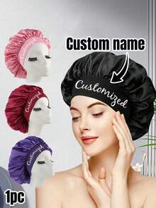 Gorro de seda personalizado para dormir mujeres, gorro de satén con nombre personalizado, gorro de pelo con nombre personalizado, sombrero de belleza personalizable para mujeres, diademas para el cabello de mujeres, gorro de seda para cabello rizado, adecuado para accesorios de belleza navideños