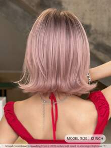 NAMM 12 Inch Short Curly Wigs For Women - Modest Fashion Wave Wig Curtain With Bangs, Ombre Rose-Golden ,Dark Roots Soft Silky Heat-Resistant Synthetic Fiber Wigs For Daily Use, Perfect For Holidays Music Festivals Celebrations-Sakura Celebrations Glam & Party Street Wear Photography Use - Blonde Ombre - View 3