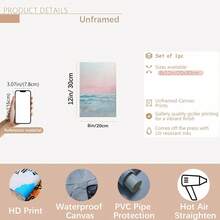 1 bức tranh in canvas sóng biển bình minh không khung - Nghệ thuật treo tường hiện đại về bãi biển cho phòng khách, phòng ngủ hoặc trang trí văn phòng - Áp phích vải lanh dọc với bảng màu phấn nhẹ nhàng, tác phẩm nghệ thuật treo trong nhà nhẹ và đa năng, trang trí theo chủ đề bãi biển - Nhiều màu - Xem 15