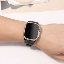 Trail Loop 尼龙表带，兼容 表带 49mm 46mm 45mm 44mm 42mm 41mm 40mm 38mm 男女款，坚固耐用的编织弹性运动表带，兼容 Ultra 系列 11/10/9/8/7/6/SE/5/4/3/2/1/SE - 黑(黑彩) - 查看 4