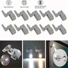 10/5 buc. Lumini LED pentru balamale de dulap cu senzor de mișcare, activate tactil, iluminare automată pentru dulapuri, instalare semi-încorporată, culoare alb cald, pentru bucătărie, dormitor, uși de dulap, sertare, dulapuri de vin și alte spații de depozitare (bateriile nu sunt incluse)