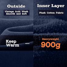 Mens Women Oversized Acid Wash Hoodie Unisex Heavyweight Vintage Fleece Sweatshirt & Hoodies For Men Couple 2025halloween - Màu xanh hải quân - Xem 4