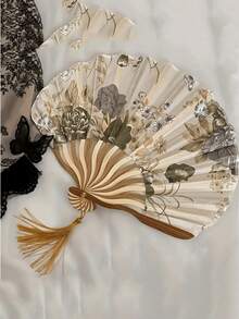 1个风扇配1个风扇罩，新款中国龙形扇叶风扇，可折叠手持风扇，日式风格，便携式，复古中国风 - 多色 - 查看 7