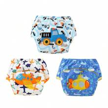 3/6片装可重复使用婴儿尿布，刺绣可重复使用婴儿训练内衣，男孩女孩学习内衣，透气，柔软舒适 - 彩色 - 查看 32