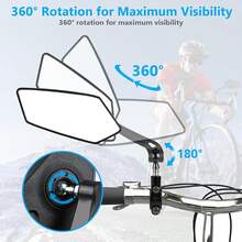Bike Rear View Mirror Reflector Adjustable Rotatable Handlebar Mirror Clear Rearview Electric Scooter Cycling Bicycle Accessories - Black - View 2