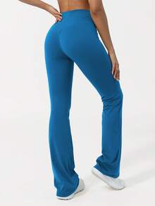 Sodalemon سراويل رياضية نسائية ذات شكل V مرفوعة للياقة البدنية والتمارين اليوغا، ذات حزام خصر متقاطع، سراويل ضيقة أو واسعة للركض والتمارين